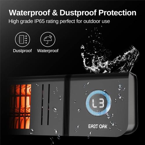 EAST OAK Patio Heater for Commercial Use, 3000W Wall Mounted Electric Infrared Heater, Outdoor Heaters for Patio, Outdoor Heater with IP65 Waterproof & Dustproof Remote Control Black 240V