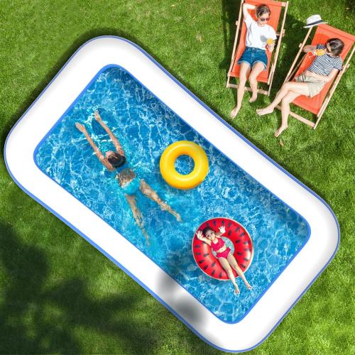 Large Inflatable Pool for Adults, 130 X 72 X 22 Blow-up Pools Swimming Pool, 2025 Upgraded Extra Oversized Thickened Family Pools for Backyard Summer Outdoor