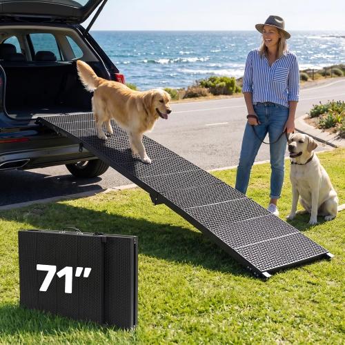 71 Extra Long Dog Ramp for Car SUV Truck - 350Lbs Folding