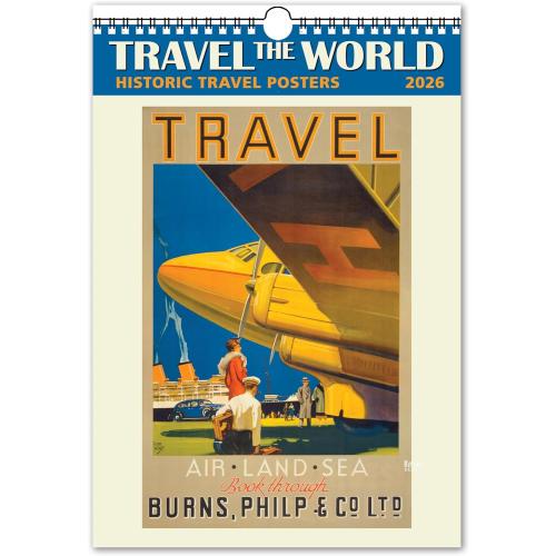 Travel the World Oversize Wall Calendar 13.4 x 19 Spiral Bound with Hanger (2026)