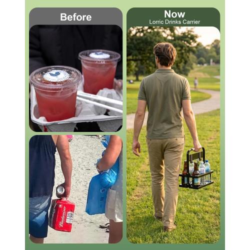 Portable Drink Carrier with Handle, Take Out Cup Carrier for Doordash Accessories Grubhub Postmates Drivers, Foldable Reusable Cup Holder to Go for Coffee Soft Drink Pint Beer Beverage