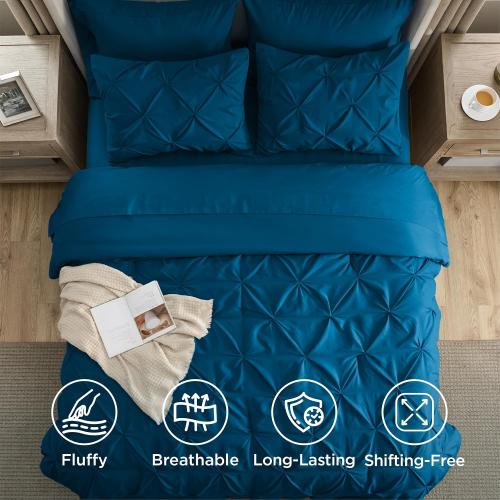 Bedsure 7-Piece Full Size Comforter Sets & Sheets, Teal Full Bedding