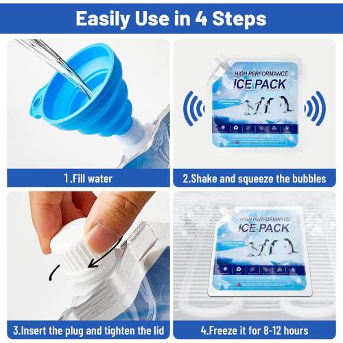 Reusable Ice Packs for Cooler, Freezer Ice Packs for Lunch Boxes, Cooler Ice Packs for Camping Gear, Fishing