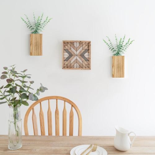 Dahey 2 Pack Wall Planter Vase with Fake Eucalyptus Plants for Wall Decor