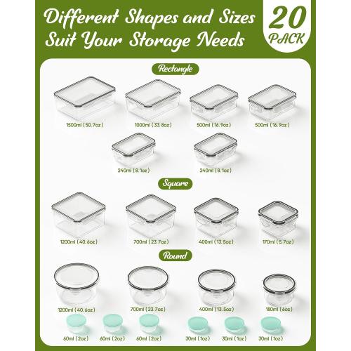 Canfanni 40 Piece Food Storage Containers with Lids, BPA-Free