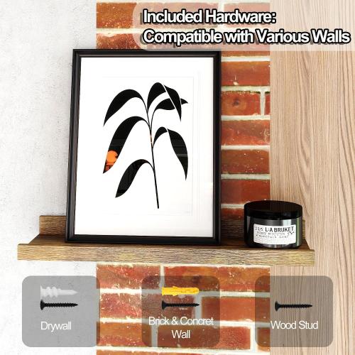 Brown Floating Shelves for Wall Decor, 16 in Shelf with Lip Set of 2
