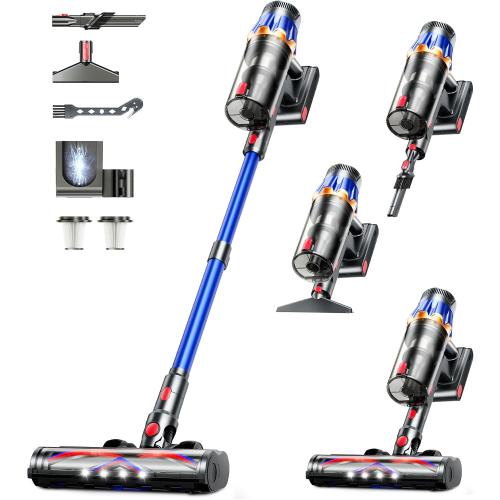Cordless Vacuum Cleaner,Upgraded 600W 50KPA 70 Mins Vacuum Cleaners for Home,Self-Standing with Stick Vacuum,Touch Screen, Anti-tangle,Rechargeable,Lightweight, Vacuum for Pet Hair Carpets Hard Floors