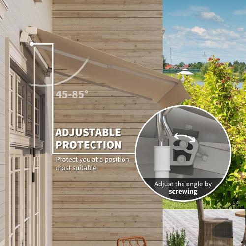 Outsunny 12 ' x 10' Patio Retractable Awning with Crank Handle Beige