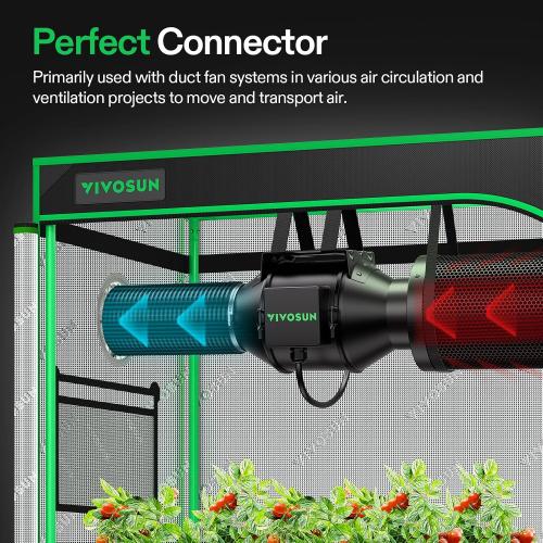 VIVOSUN 6 Inch 8 Feet Flexible Aluminum Ducting with 2 Clamps, Black
