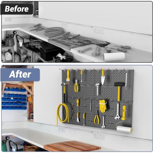 WALMANN 4-Pack 12x16 Metal Pegboard Panels, Tool Organizer Pegboard