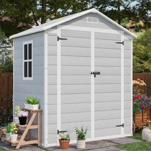 BLACK❗❗❗Patiowell 6x4 FT Plastic Outdoor Storage Shed with Floor,
