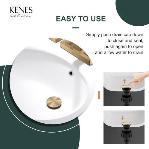 KENES Champagne Bronze Pop Up Bathroom Sink Drain Assembly with Overflow