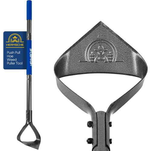 Hoe Garden Tool, Heavy Duty Triangle 52.7 Manual Weeder with Long Handle, Carbon Steel Weed Removing Action Hoe Cultivator for Weeding, Digging, Loosening Soil, Hoeing, Edging
