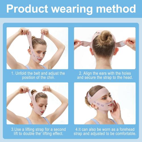 Upgrade V Line Face Lifting Mask, Chin Strap for Sleeping, V Line Lifting Mask Face Slimming Strap, Double Chin Reducer Eliminator for Women, Jaw Exerciser, Firming Prevent Sagging (21-27in, Pink)