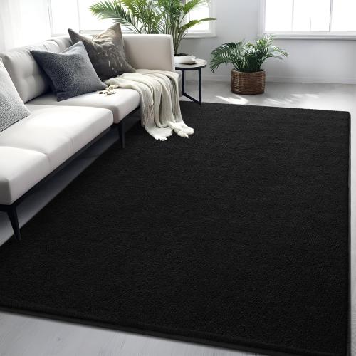 4x6 Black Area Rug Modern Aesthetic Minimalist