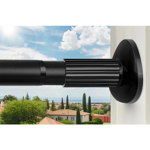 Tension Curtain Rod 51-126 Inch, Long Curtain Rod No Drilling for Window or Bathroom, Outdoor Curtain Rods for Patio Tension Rods, Easy to Install, Never Rust, Rod Diameter 1.26 Inches - Black