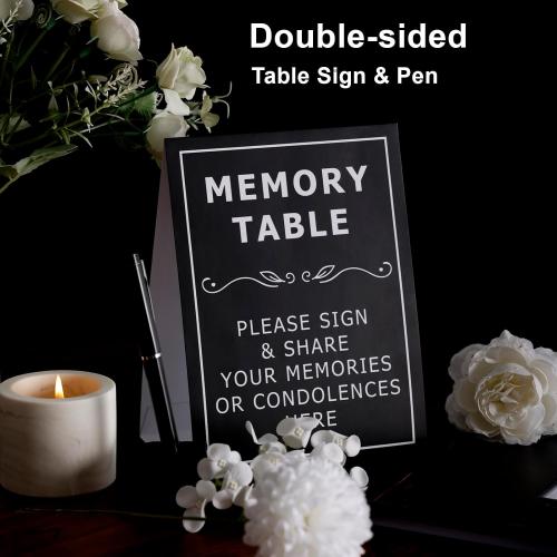 Funeral Guest Book for Memorial Service, Hardcover Funeral Sign in Book for Guests, Celebration of Life Decor with Pen and Sign, in Loving Memory Book Sympathy Gift Box-Black