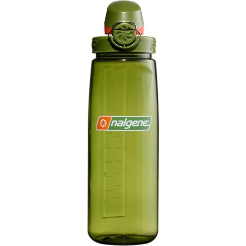 Nalgene 24 oz On The Fly Lock-Top Water Bottle, Juniper w/Juniper Orange | Easy Chug Cap with Locking Lid, Cup Holder Size, BPA-Free, Durable & Leak Proof, Slim Travel Bottle for School & Sports