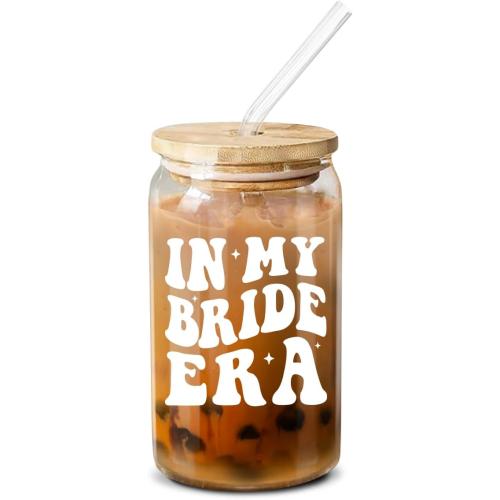 NewEleven Bridal Shower Gifts - Wedding Gifts For Bride - Bachelorette Party, Engagement Gift For Women - Gift For Bride To Be, Fiancee, Wifey, Her - 16 Oz Coffee Glass