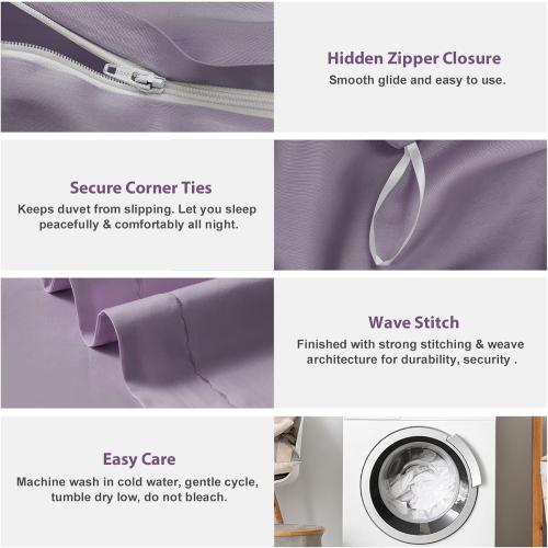 MILDLY 100% Long-Staple Cotton Sateen Luxury Duvet Cover Set Purple