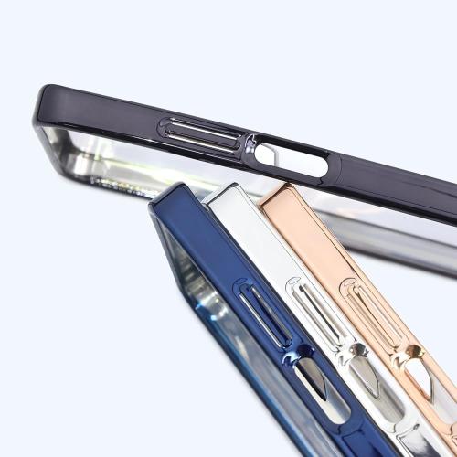 レイ・アウト Layout Oppo A3 5G Like Standard Shock Absorption Bumper Metallic Hybrid Case Silver Oppo A-3 Hard Soft Smartphone Case Smartphone Cover Clear Case Clear Cover Clear Type Clear Protective Shock