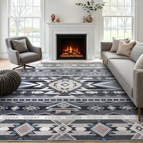 5x7 Western Rustic Aztec Area Rug for Living Room Bedroom Dining Room