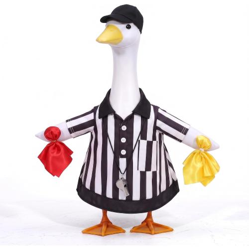 Referee Goose Outfit Porch for 23'' Cement Plastic Goose Referee Geese Costume for Football Outdoor Garden Patio Statue Match Decor