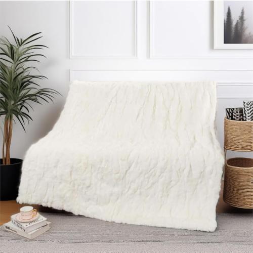 Medium faux fur blanket white fur