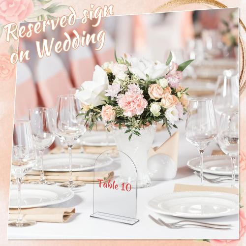 Juexica  5x7 Inch Clear Acrylic Arch Sign - Blank DIY Table Numbers with Stand for Weddings, Office Parties & Menus