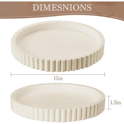 Decorative Tray for Coffee Table Decor - Resin Round Tray Stylish Coffee Table Centerpiece for Living Room Decor, Minimalist Vanity Organizer for Candles, Perfume, Bathroom & Home Styling