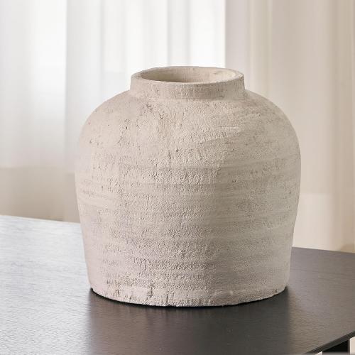 LB2 White Ceramic Large Vase, 11 Tall Zen Style, Terra Cotta Pitcher, Distressed Farmhouse Decor, Pottery Decorative Flower for Home Decor (B - White 11)