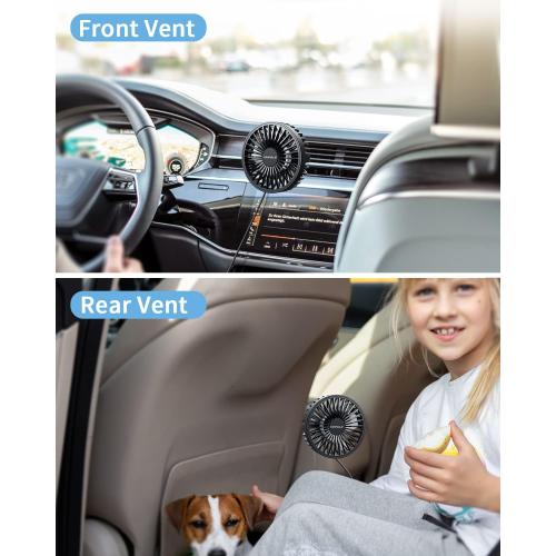 TriPole Car Fan USB Powered, 360°Rotation Portable Cooling Fan for Car Vent