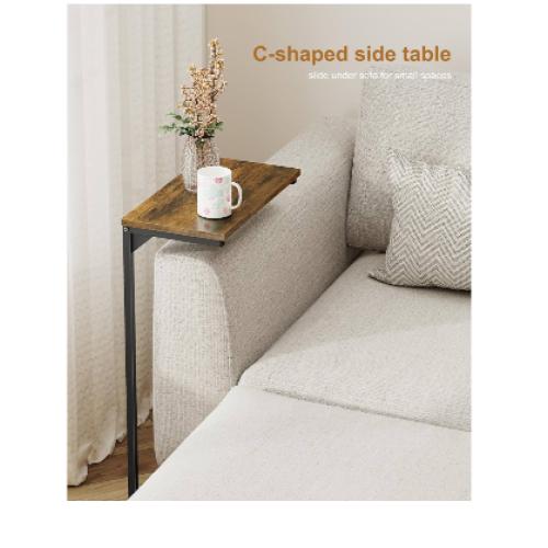 C Shaped End Table, Brown