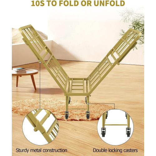 Ferlizer Folding Bed with Mattress  Space-Saving Guest Cot, Gold
