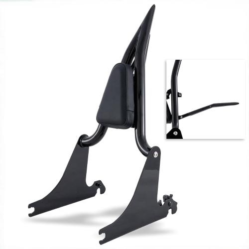 Adjustable Holdfast Sissy Bar Luggage Rack Passenger Backrest with Lock Compatible with Harley Dyna Low Rider Street Bob Super Glide FXD FXDB FXDL FXDLS 2006-2017(Gloss Black)