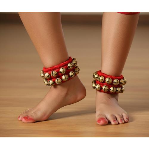 eSplanade Ghungroo, Ghungru (20   20) - 2 Line Ghunghroo on Red Cushion Pads | Kathak Indian Classic Dance