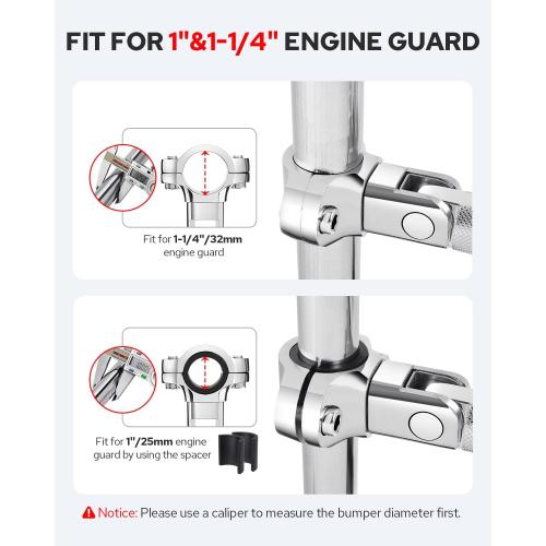 Benlari Highway Pegs, Motorcycle Foot Pegs Stainless Steel 1in 1-1/4in 25mm 32mm Fit for Harley Davidson for Honda for Suzuki for Kawasaki Engine Guards Crash Bars Style 3 (Chrome)