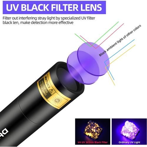 DARKBEAM UV Flashlight Filtered 365nm Black Light Woods Lamp Ringworm, Mini