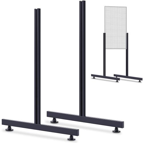 Yaocom Set of 2 Pairs Slide-on Grid Legs T Base Rectangular Tube T-Shape Grid Wall Panel Legs, No Hardware Needed(Black,17.7 x 24 Inch)