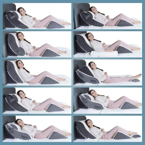 Kӧlbs Bed Wedge Pillow Chic Jacquard Cover Wedge Pillow for Sleeping and Acid Reflux, Heartburn (4 Piece Wedge Set)
