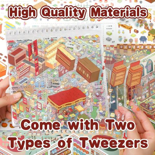 10 Sets Big DIY 3D Sticker Scene Book for Kids Adults