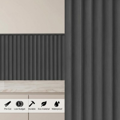 Vertical Slat Accent Wall Panel Kit, Decorative Fluted Wood Look Wainscoting Wall Panels for Living Room Dining Room Interior Wall Decoration 10 pcs