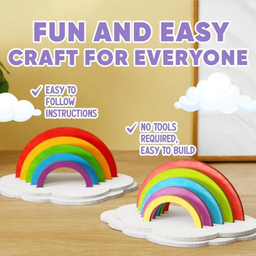 9 Rainbow Craft Kits for Kids - Wooden Paint Party Favors with Goodie Bags | Kids paint 9 wood rainbows in 6 pastel colors, then pack 9 goodie bags. Birthday party favors and rainbow crafts for ages 3