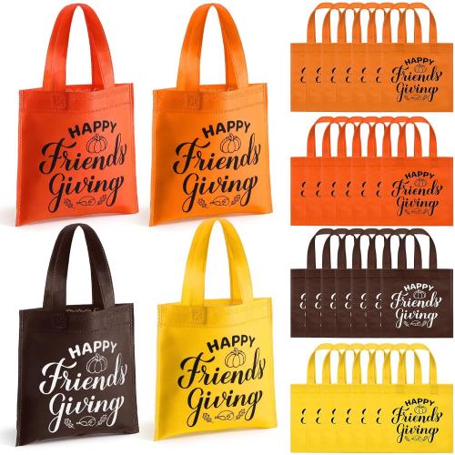 Sweetude 36 Sets Friendsgiving Gift Bags Reusable Non Woven Bags with Handles Happy Friendsgiving Totes for Friends Thanksgiving Party Favors