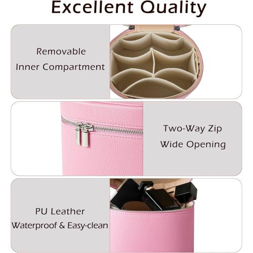 RSRSLEII Waterproof PU Leather Makeup Bag, Portable Toiletry Bag (02Pink)