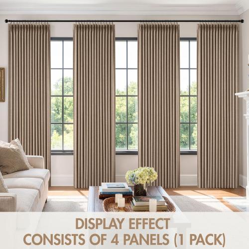 MIULEE Pinch Pleated 100% Blackout Curtains 40x84 Long Linen 4 Panels Set