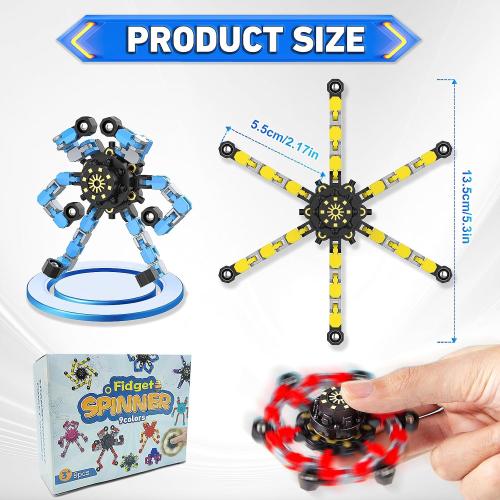 Transformable Fidget Spinners,9PCS Funny Sensory Fidget Toys for Kids