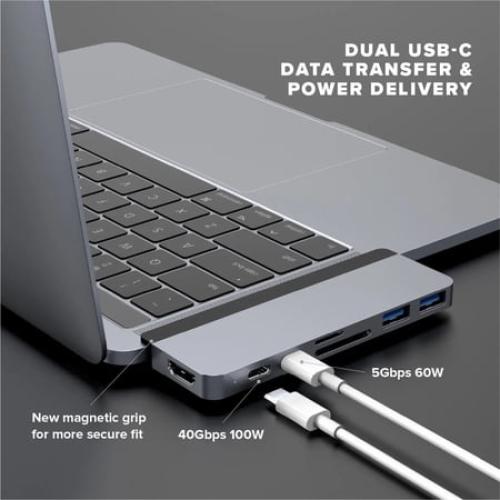 HyperDrive DUO HD28C-GRAY Docking Station - for Notebook/Tablet PC - 100 W - USB Type C - 6 x USB Ports - USB Type-C - HDMI - Wired