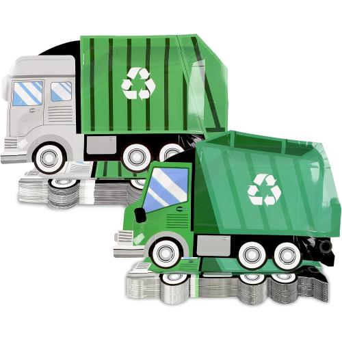 50 Pcs Garbage Trash Truck Birthday Decorations Trash Truck Shaped Disposable Plates Garbage Party Paper Dessert Plates for Waste Management Recycling Decor Birthday Baby Shower Party Supplies Favors