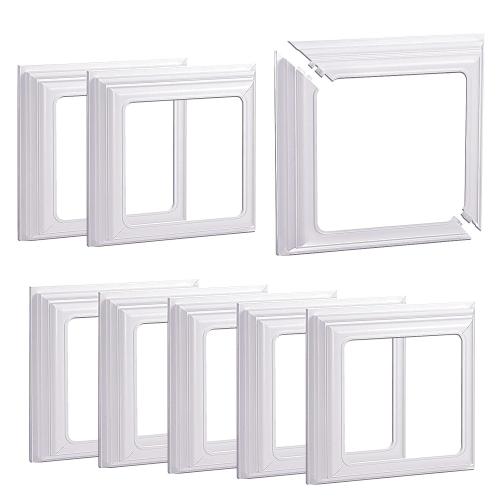 8 Packs 4x4 Inches Vinyl Post Skirt Split Style Base Cover Column Wraps, Fence White Post Cover for Hand and Stair Rails Porch Deck Base